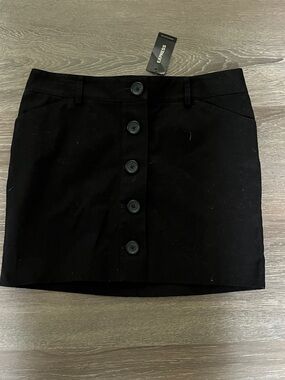 Express Black Button-Front Mini Skirt size 2 nwt